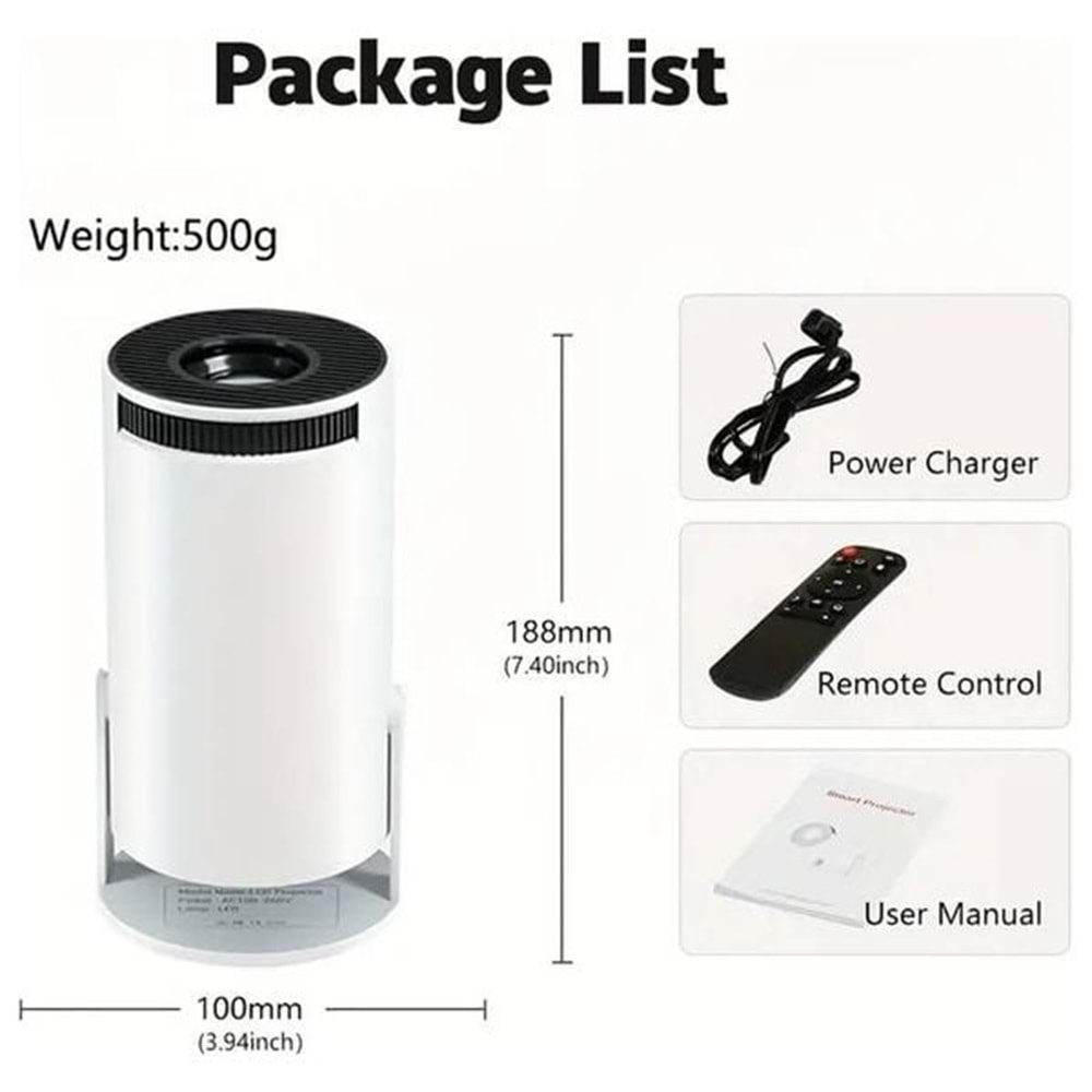 HY300 Full HD Android Taşınabilir Mini Projeksiyon Cihazı