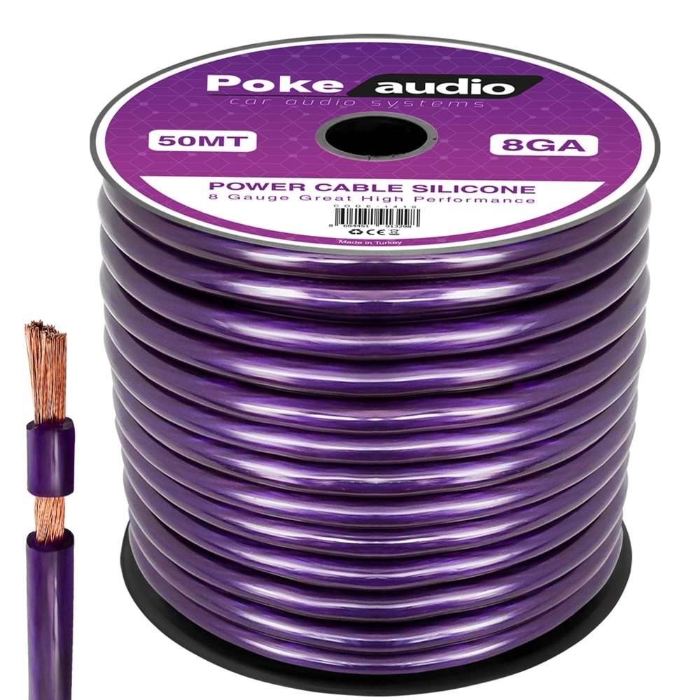Poke PK-1410 8GA Oto Anfi Power Kablo Silikon (1 METRE)