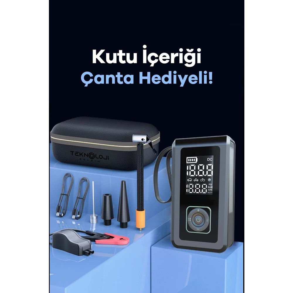 POLYGOLD PG-PW9080 5 İN 1 ŞARJLI AKÜ TAKVİYESİ, FENER, POWERBANK, ARAÇ KOMPRESÖR