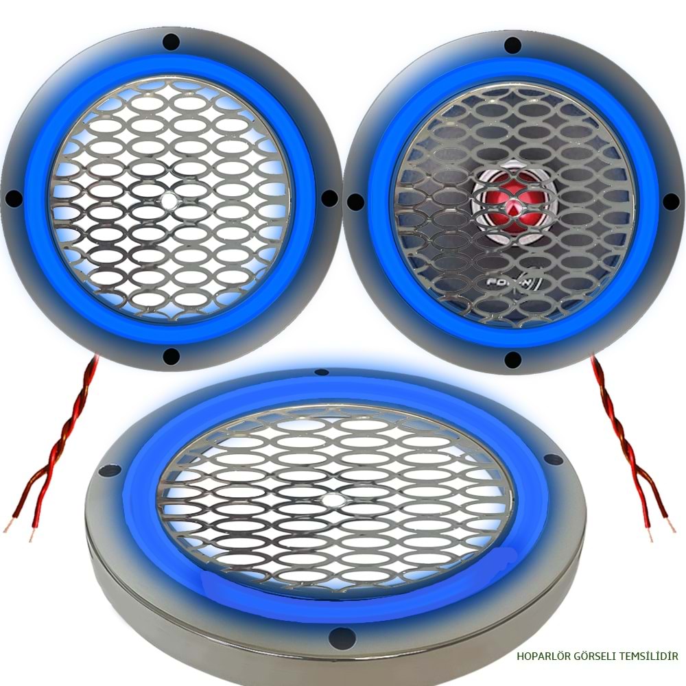 Avc 20cm Krom Ledli Hoparlör Kapak 2 Adet (mavi)