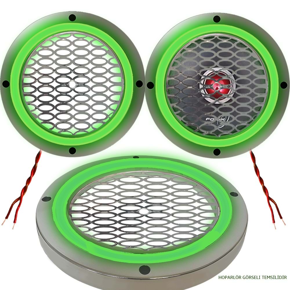 Avc 20cm Krom Ledli Hoparlör Kapak 2 Adet (yeşil)