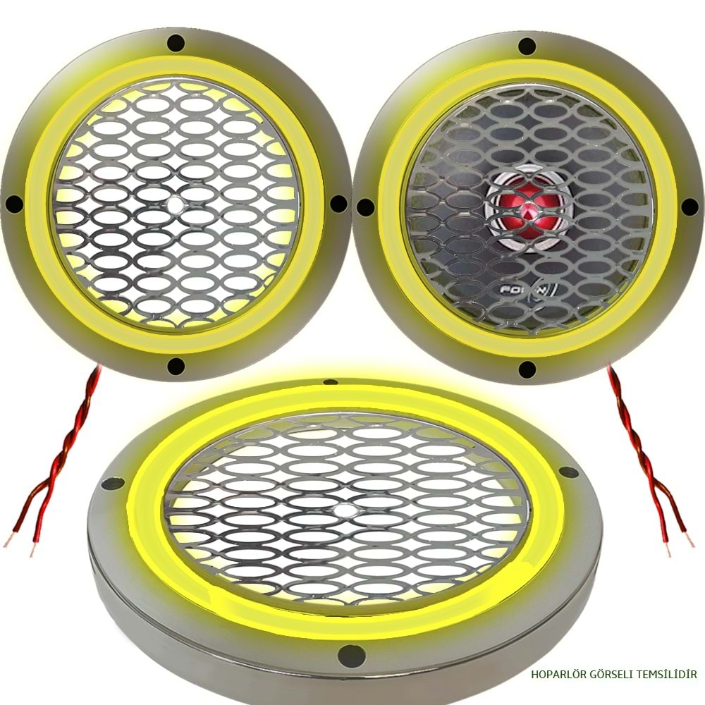 Avc 20cm Krom Ledli Hoparlör Kapak 2 Adet (amber)