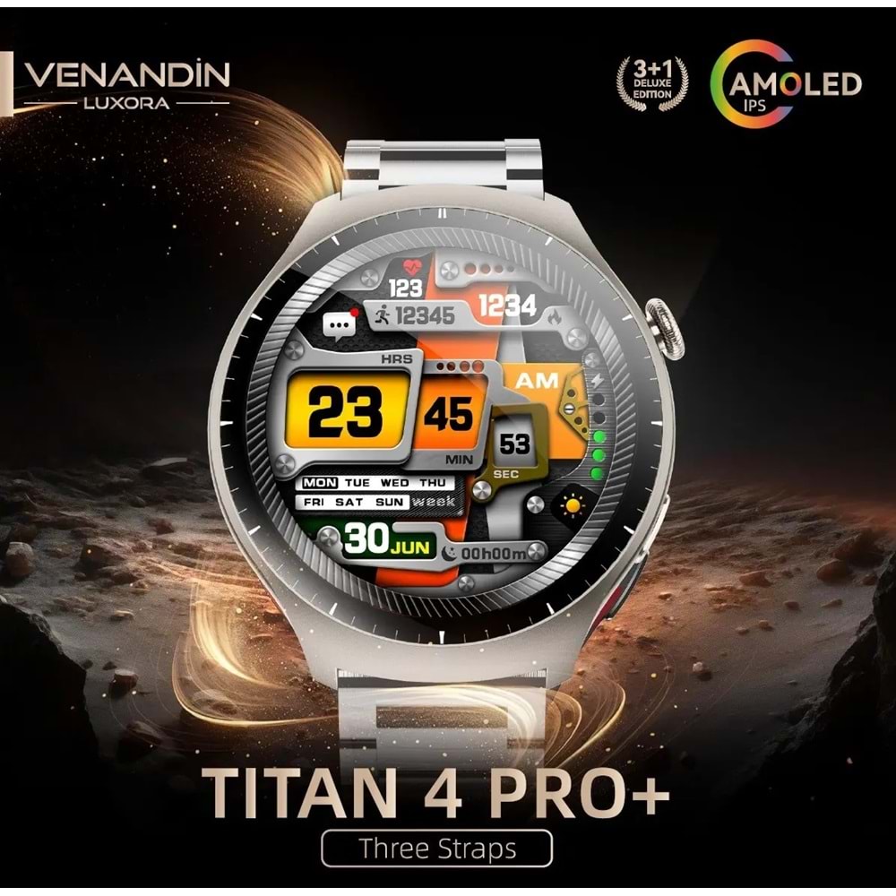 Venandin Luxora Titan 4 Pro+ Amoled Ekran Akıllı Saat - Siyah