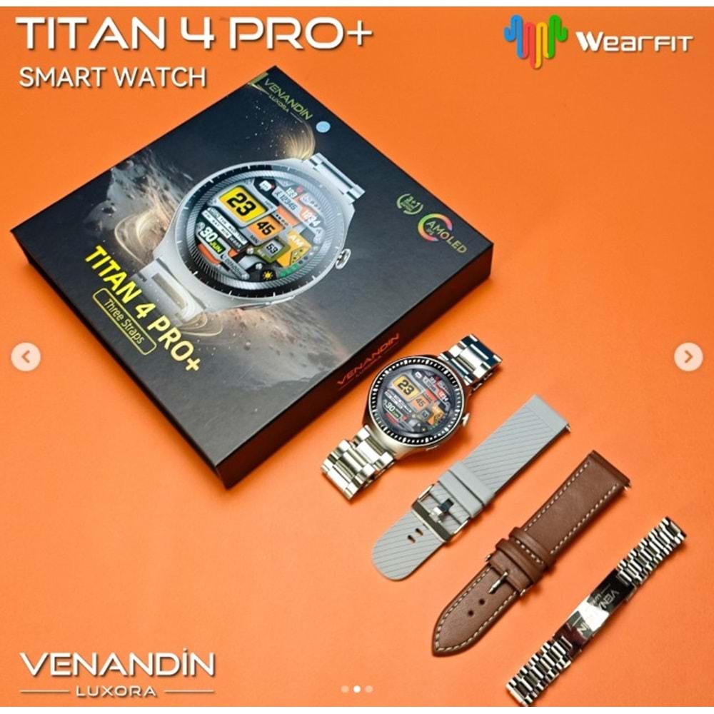 Venandin Luxora Titan 4 Pro+ Amoled Ekran Akıllı Saat - Titanyum Gümüş