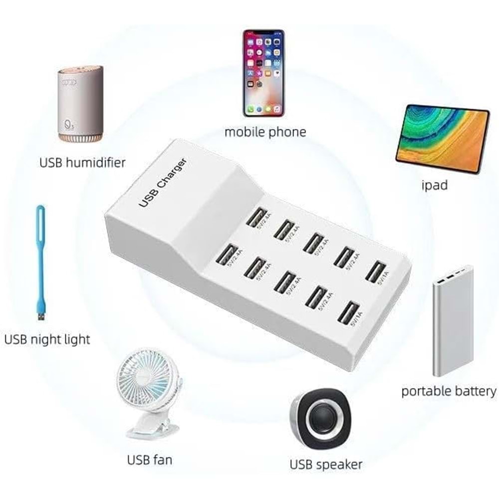 Cata CT-2554 USB Şarj Cihazı Çoklu 10'lu Şarj Cihazı