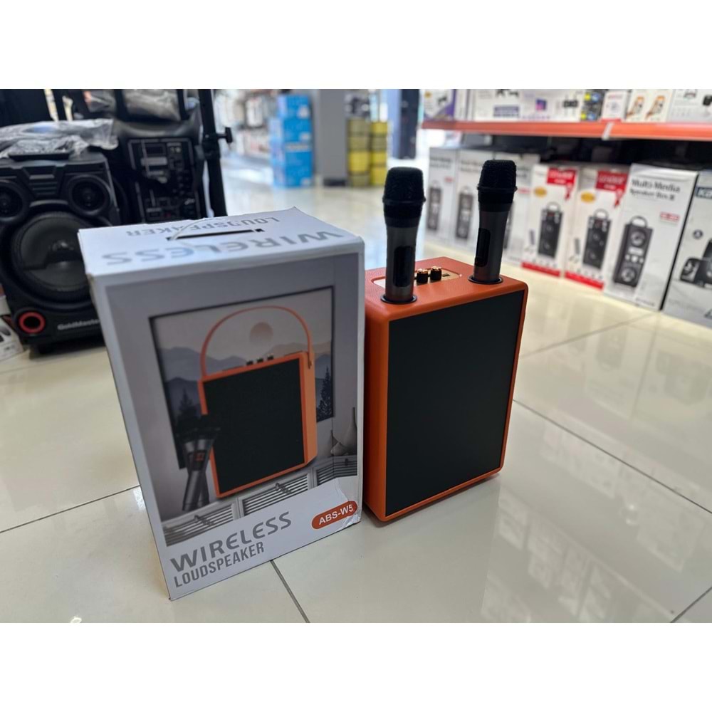 Avc ABS-W5 20w mikrafonlu bluetooth karaoke taşınabilir hoparlör - Turuncu