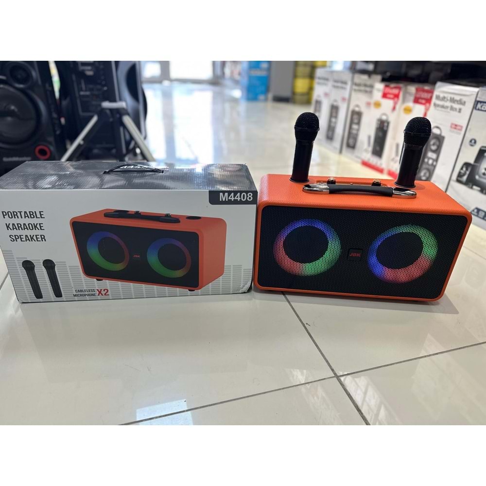 Avc M4408 mikrafonlu bluetooth karaoke taşınabilir hoparlör - Turuncu