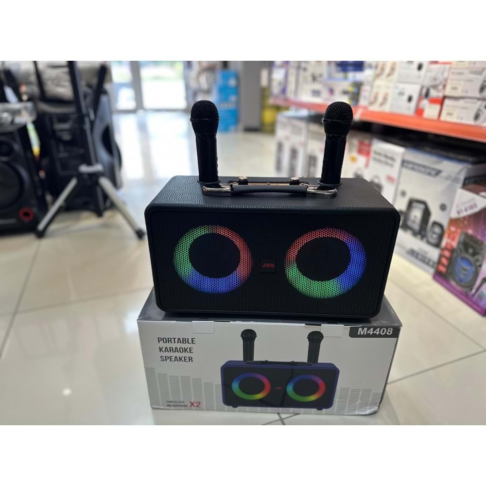 Avc M4408 mikrafonlu bluetooth karaoke taşınabilir hoparlör - Siyah