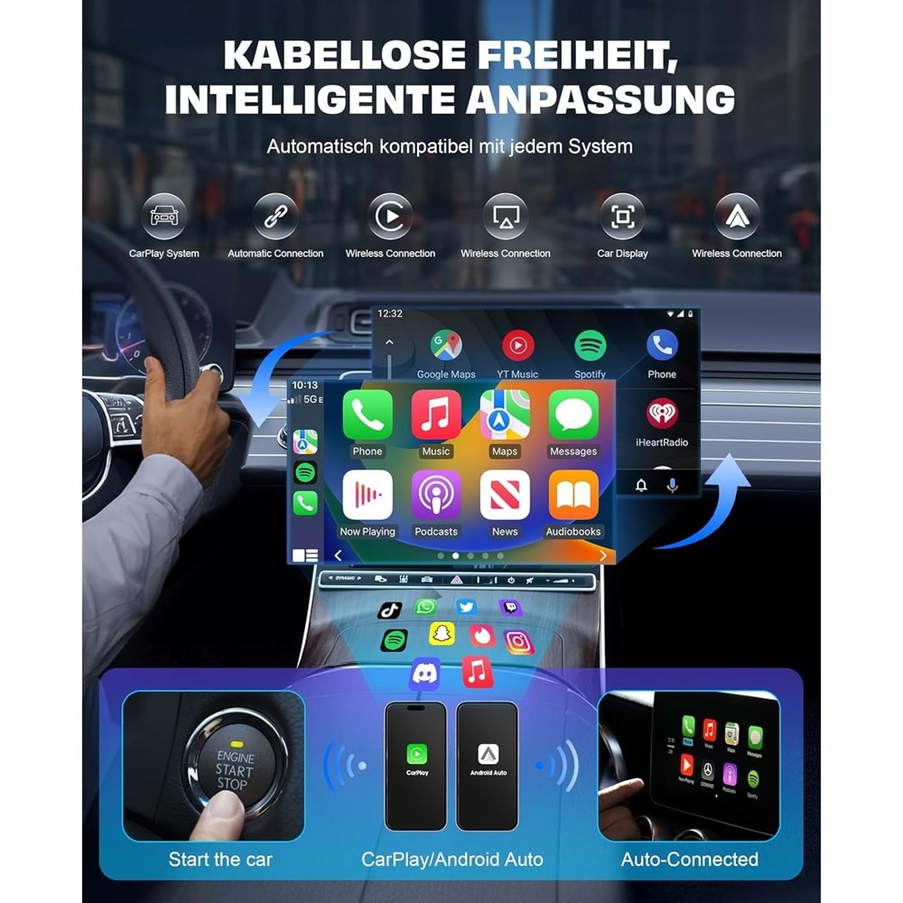 Avc WF-5438 Kablosuz CarPlay & Android Araç Adaptörü