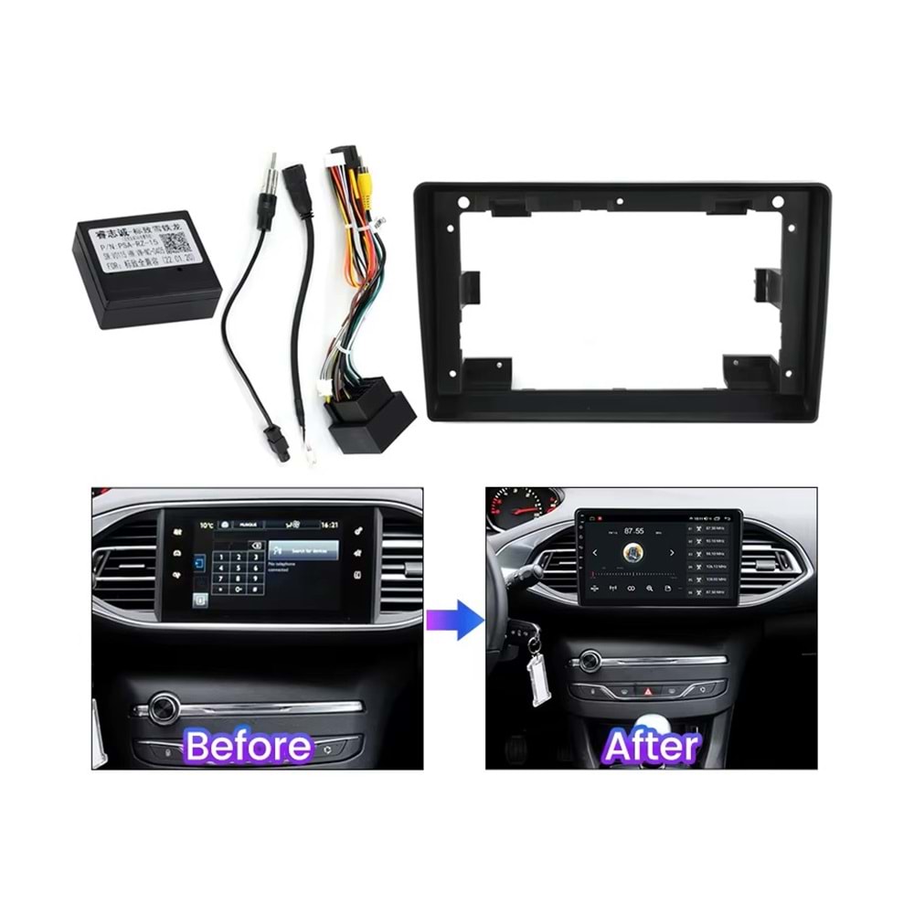 Peugeot 308 308S - T9 2013-2017 9 inç Multimedya Çerçevesi - Canbuslı