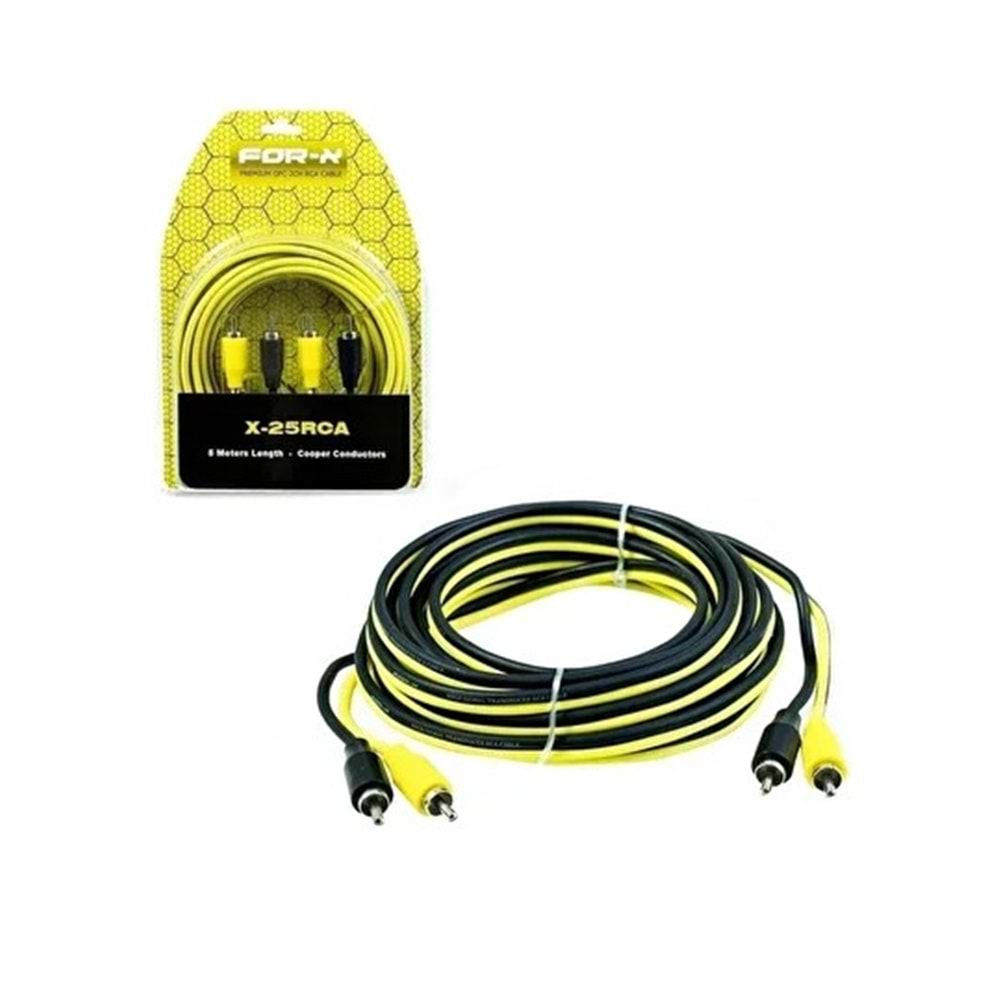 For-x X-25RCA Oto Amfi RCA Kablo - 5 Metre