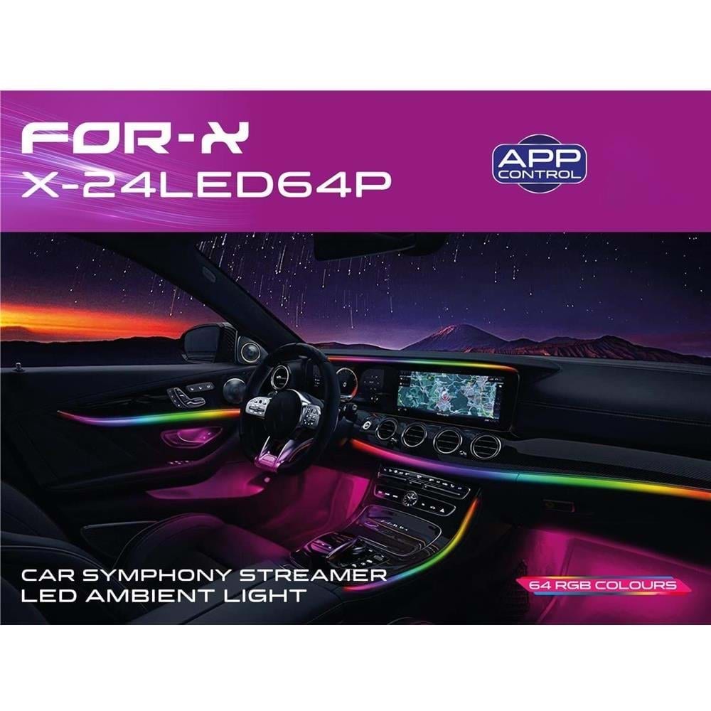 For-x X-24LED64P 64 Renk Sesli Komutlu Ambians Led