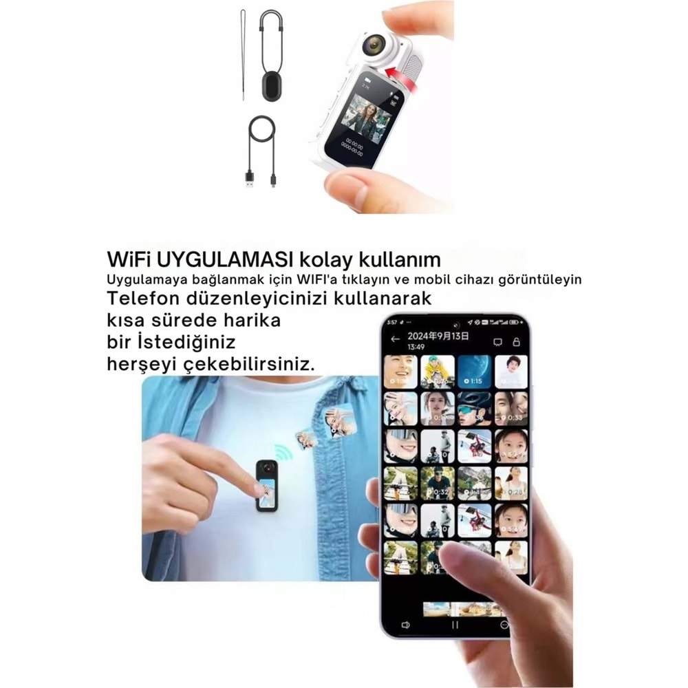 Avc AV-5176 2K IPS Ekran Mini Aksiyon Vücut Kamerası