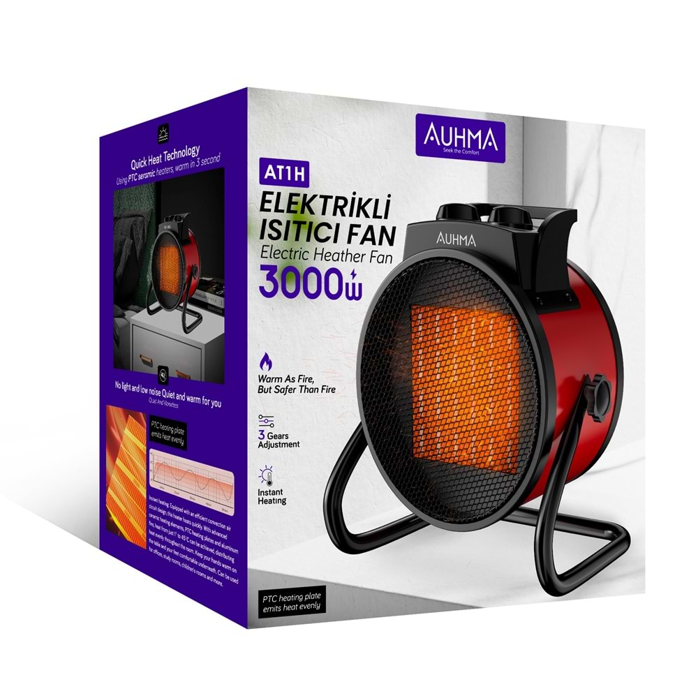 Auhma AT1H 3.000W Elektrikli Isıtıcı Fan