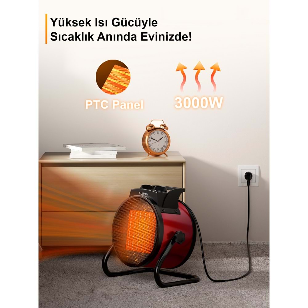 Auhma AT1H 3.000W Elektrikli Isıtıcı Fan