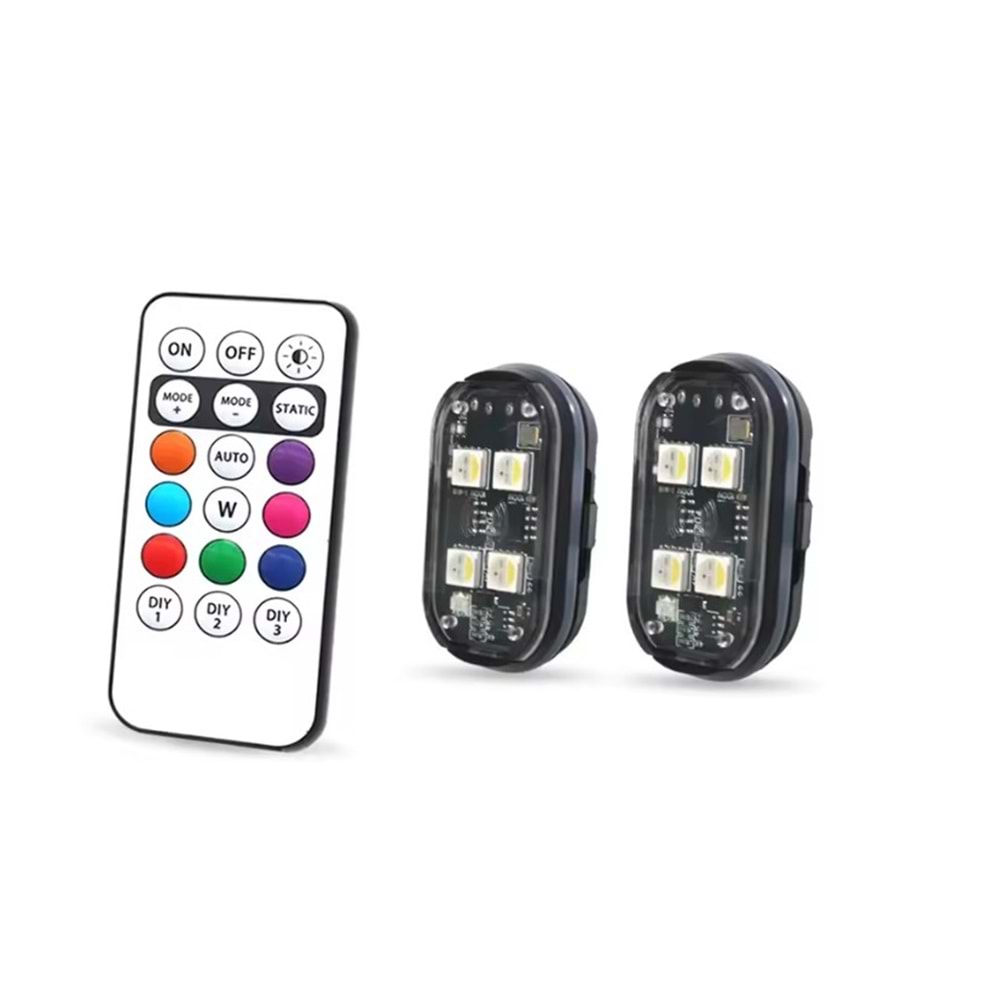 Avc X1 Rgb Kumandalı Şarjlı Çakar Lamba - Çift