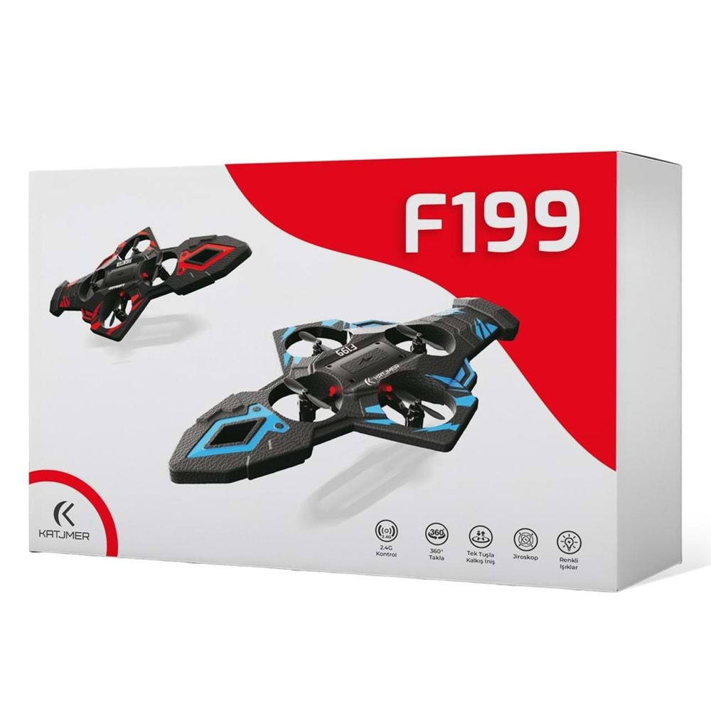 KATJMER F199 2.4G Uçan Kılıç RC Drone - Kırmızı