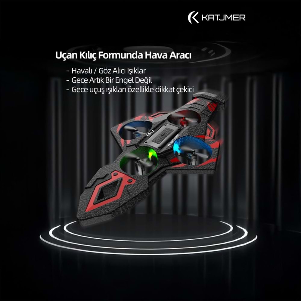 KATJMER F199 2.4G Uçan Kılıç RC Drone - Kırmızı