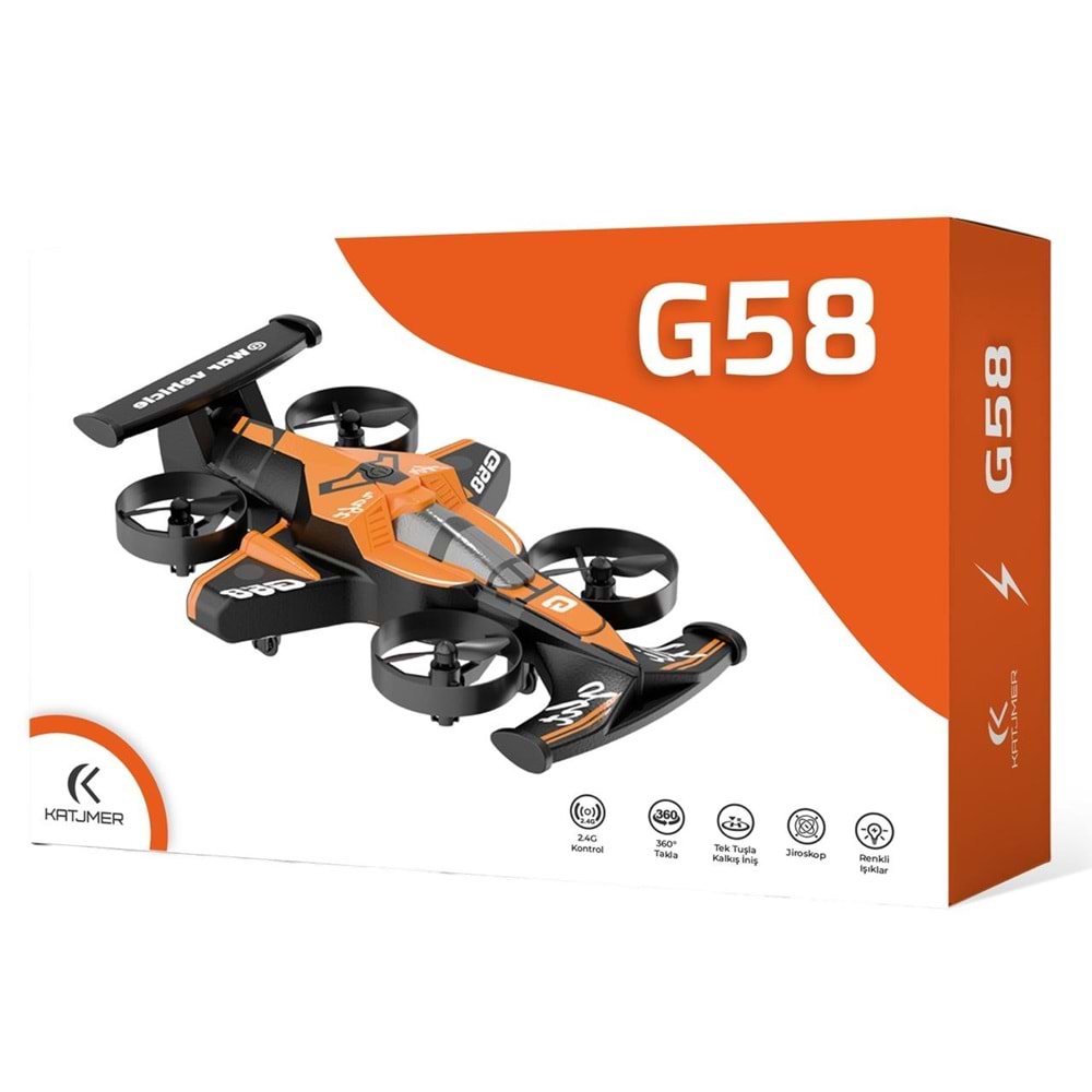 Katjmer G58 Araba ve Uçak 2.4GHz Uzaktan Kumandalı Drone - Turuncu