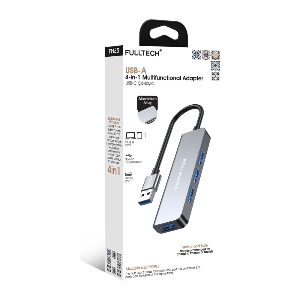 Fulltech FH25 Usb-A 4'lü Alüminyum Gövde Çoklayıcı