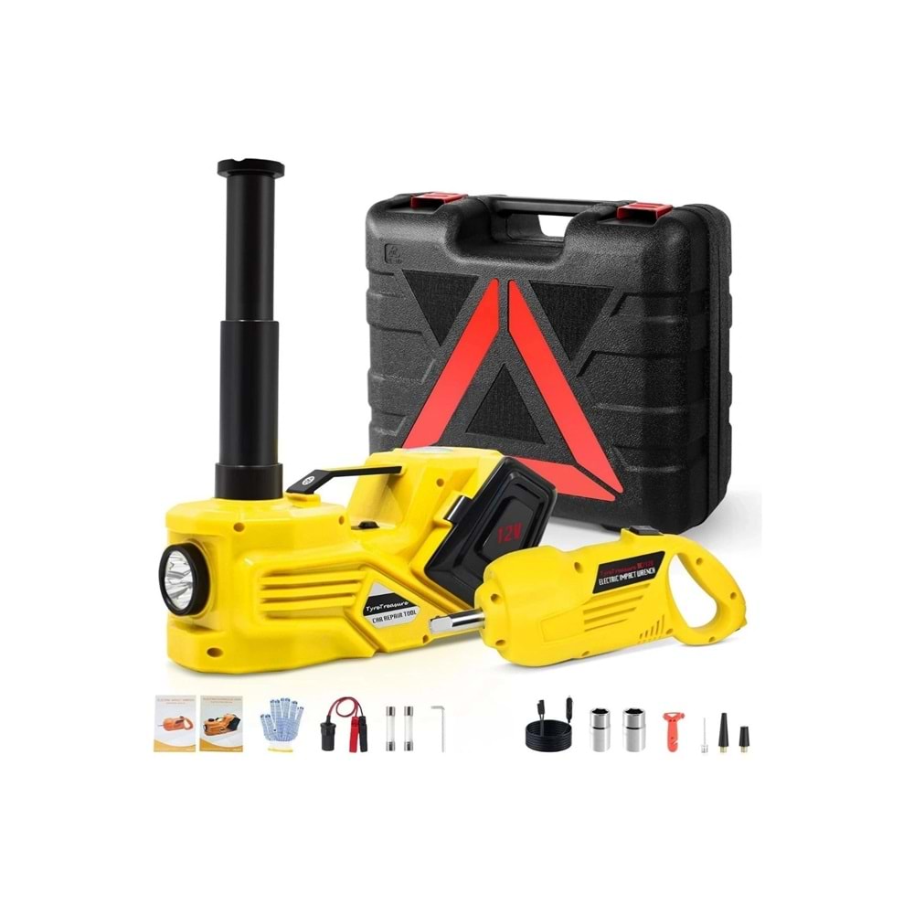 Auhma AHJ-01 5 Ton Elektrikli Hidrolik Kriko Seti - Hava Pompası 4'ü 1 Arada Araba Tamir Kiti