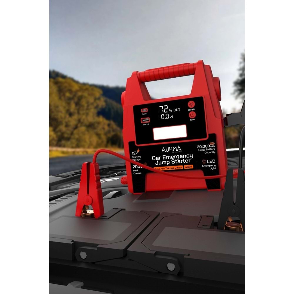 Auhma A8811 20.000mAh 2000A Peak Araç Akü Takviye Cihazı & Powerbank - 12V Jump Starter