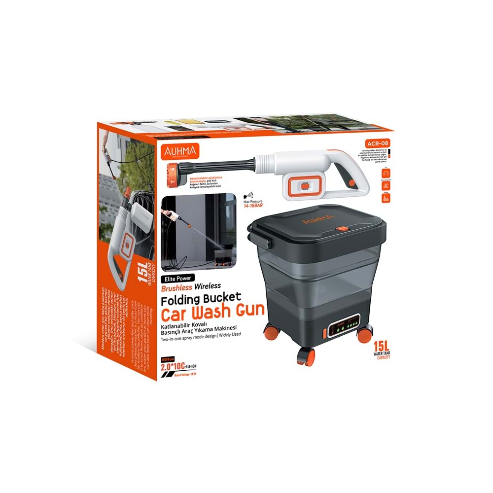 Auhma ACR-08 Şarjlı Basınçlı Araç Yıkama Makinesi Seti