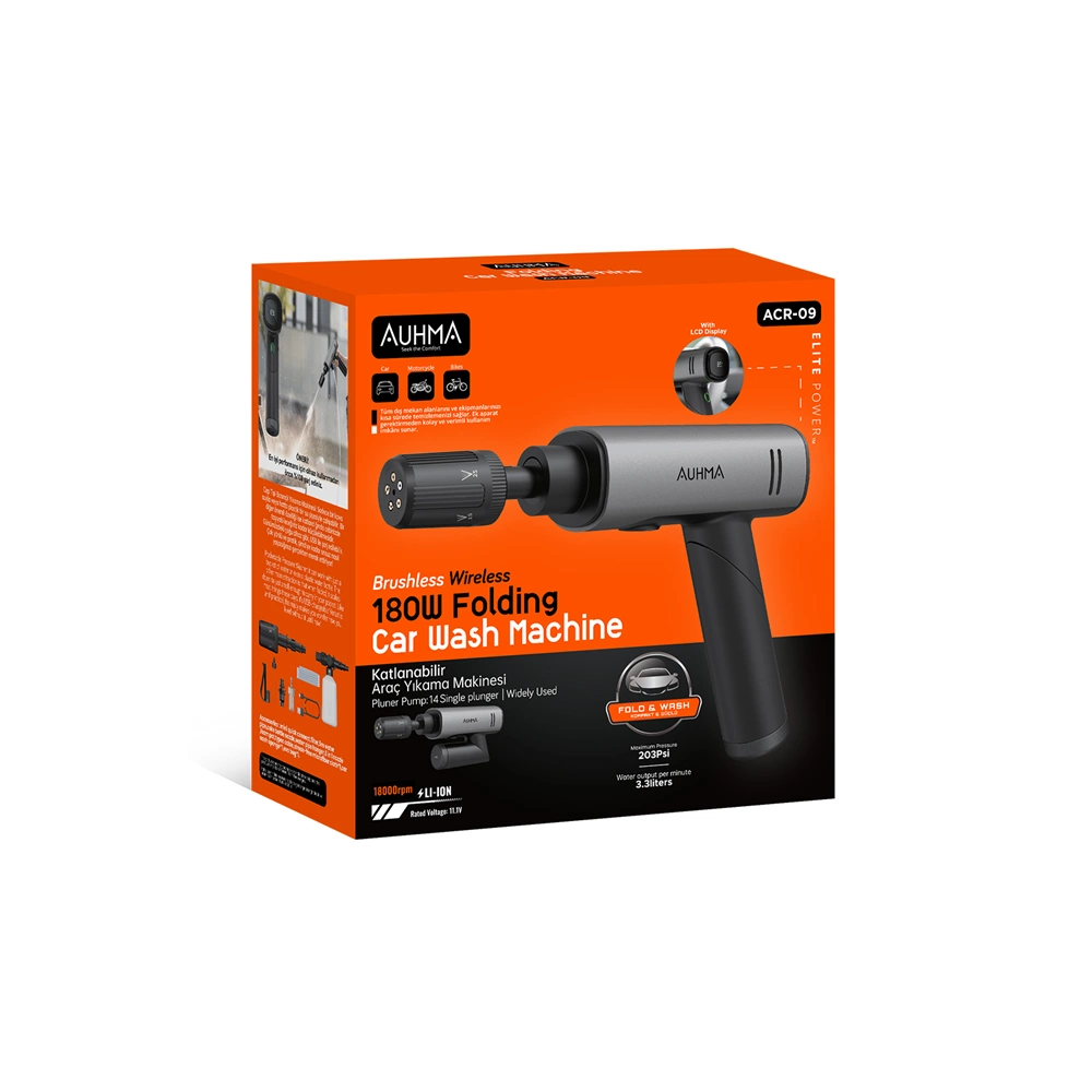 AUHMA ACR-09 180W Fırçasız Şarjlı Basınçlı Yıkama Makinesi