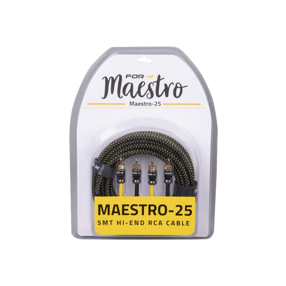 For-X MAESTRO-25 Tam Ofc Bakır Amfi Rca Kablosu - 5 Metre
