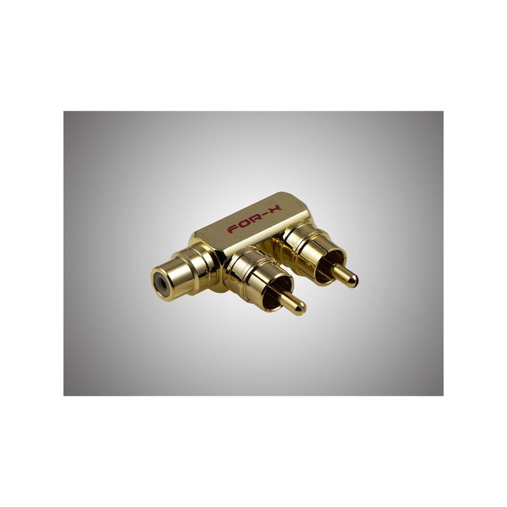 For-X XY-54T 2 RCA Erkek To 1 RCA Dişi Metal Gold Çevirici Jack Birleştirici