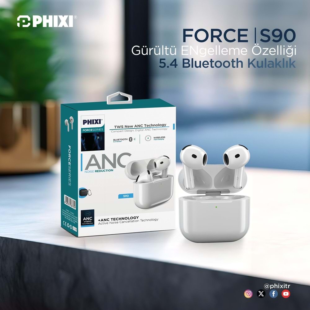 Phixi S90 Anc Tws Kablosuz Bluetooth Kulaklık
