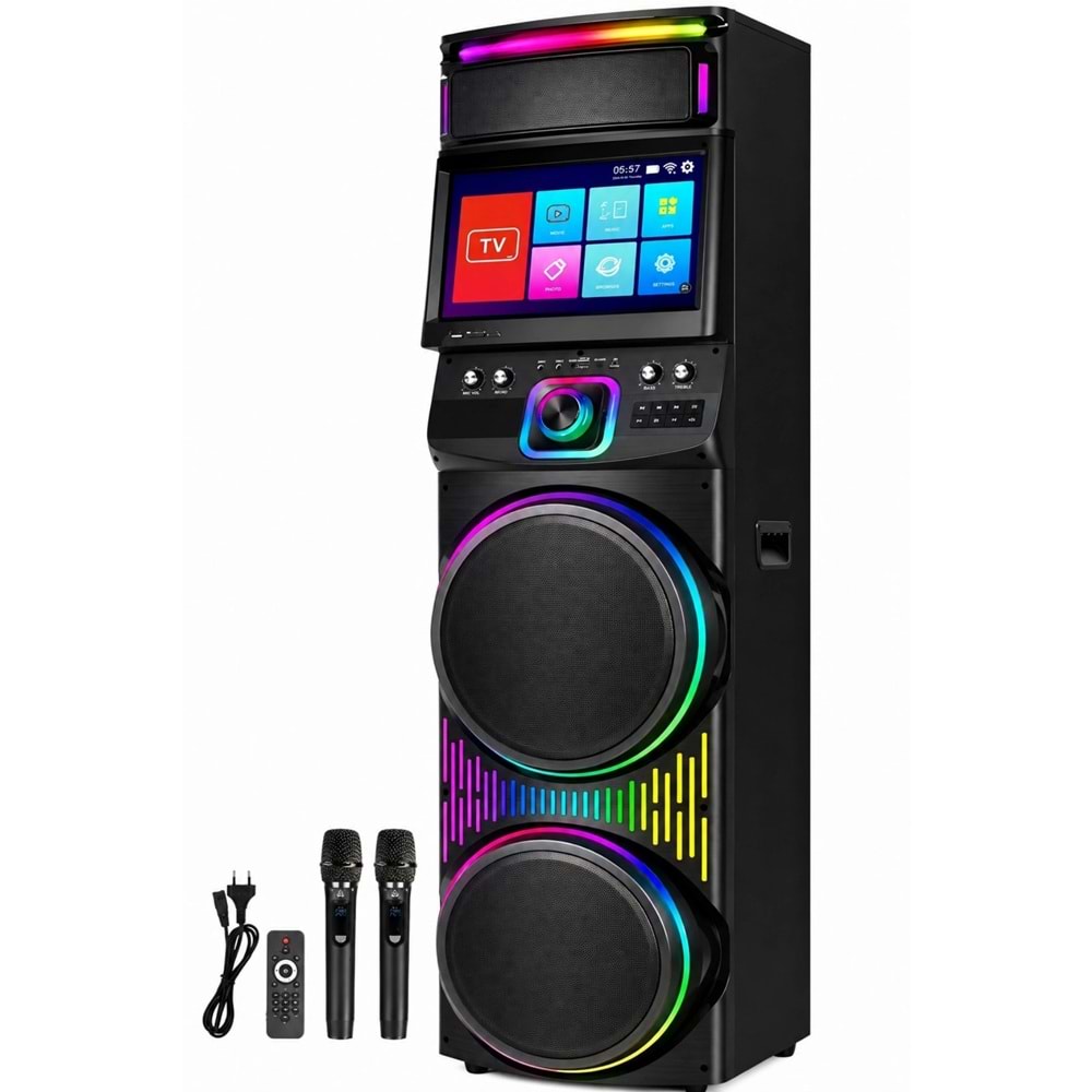 Blic BLS-82 Android LED Ekranlı Parti Hoparlörü 12 Inç RGB Taşınabilir Bluetooth Ses Sistemi