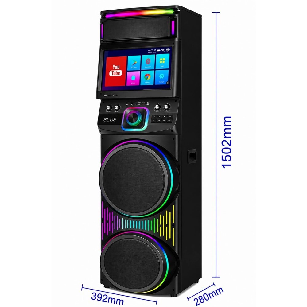 Blic BLS-82 Android LED Ekranlı Parti Hoparlörü 12 Inç RGB Taşınabilir Bluetooth Ses Sistemi