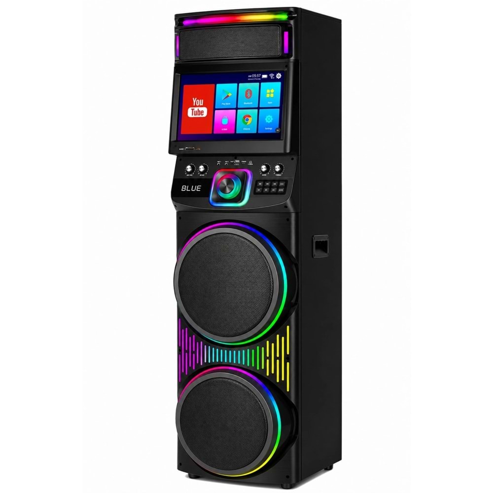Blic BLS-82 Android LED Ekranlı Parti Hoparlörü 12 Inç RGB Taşınabilir Bluetooth Ses Sistemi