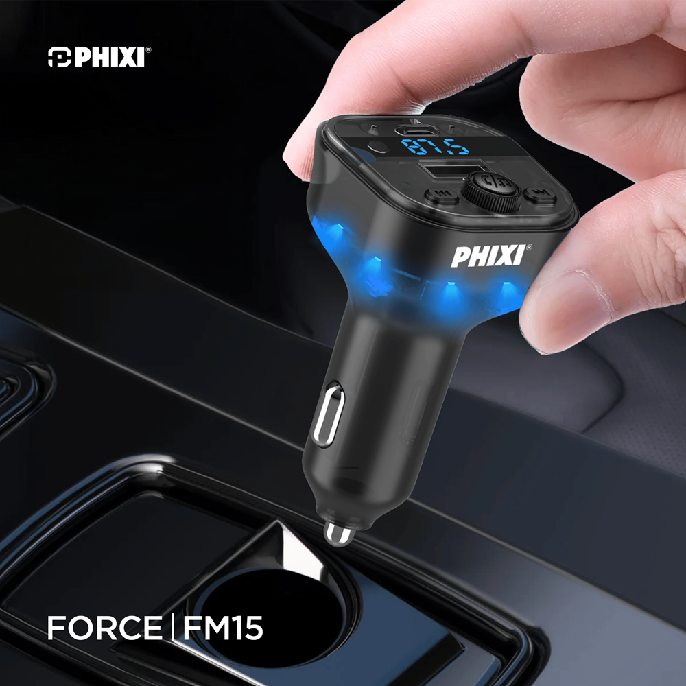 Phixi FM15 Araç FM Transmitter Bluetooth 5.3 + PD + USB-A Hızlı Şarj