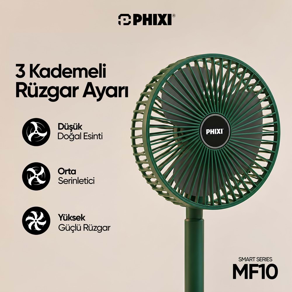 Phixi Smart MF10 Katlanabilir 2'si 1 Arada Telefon Standlı Masaüstü Fan