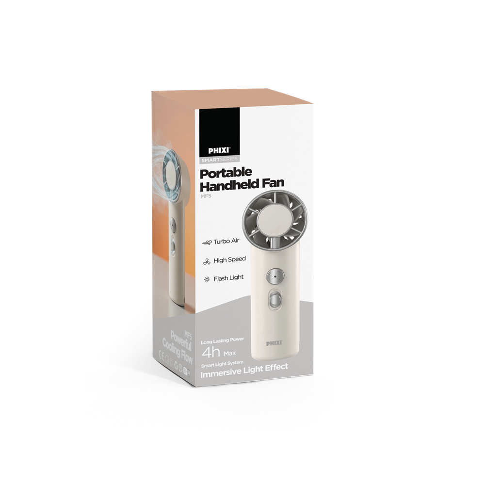 Phixi Smart MF5 1200 mAh El Fenerli Şarjlı Taşınabilir Mini Fan