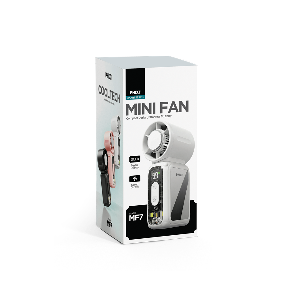 Phixi Smart MF7 3700 mAh 199 Kademeli Dijital Göstergeli Type-C Şarjlı Taşınabilir Mini Fan