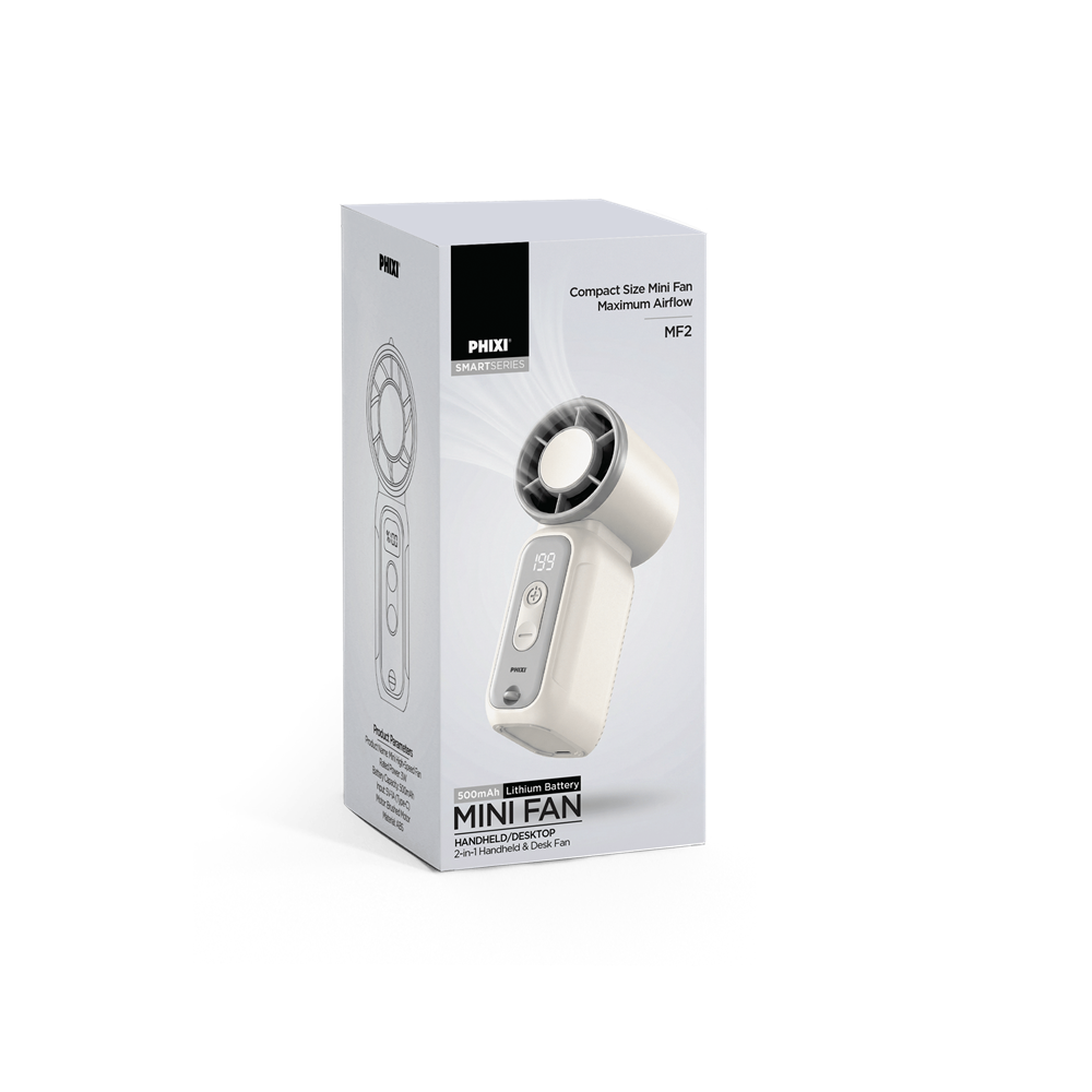 Phixi Smart MF2 500 mAh Dijital Göstergeli Şarjlı Taşınabilir Mini Fan