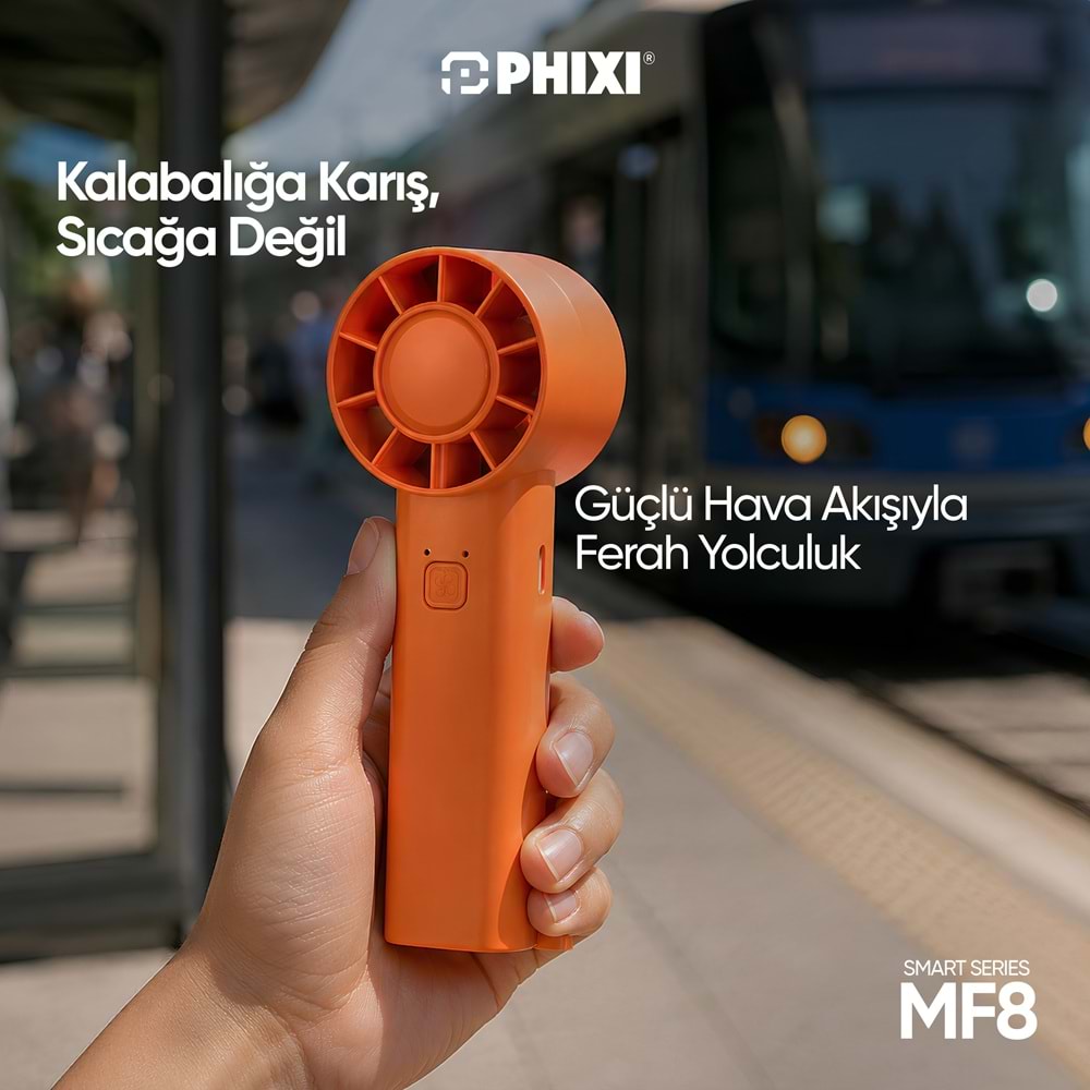 Phixi Smart MF8 500 mAh 3 Kademeli Şarjlı Taşınabilir Mini El Fanı