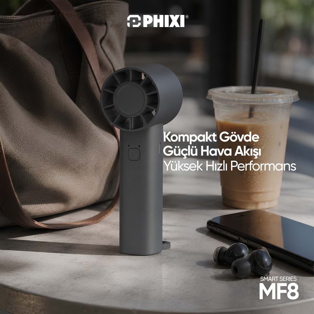 Phixi Smart MF8 500 mAh 3 Kademeli Şarjlı Taşınabilir Mini El Fanı