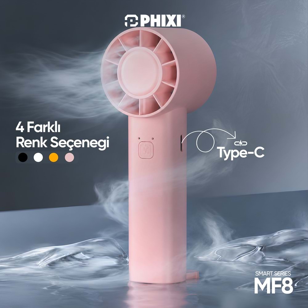 Phixi Smart MF8 500 mAh 3 Kademeli Şarjlı Taşınabilir Mini El Fanı