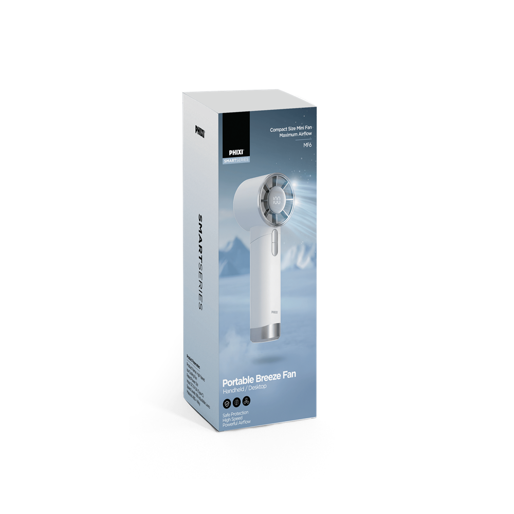 Phixi Smart MF6 199 Kademeli Dijital Göstergeli Şarjlı Taşınabilir Mini Fan