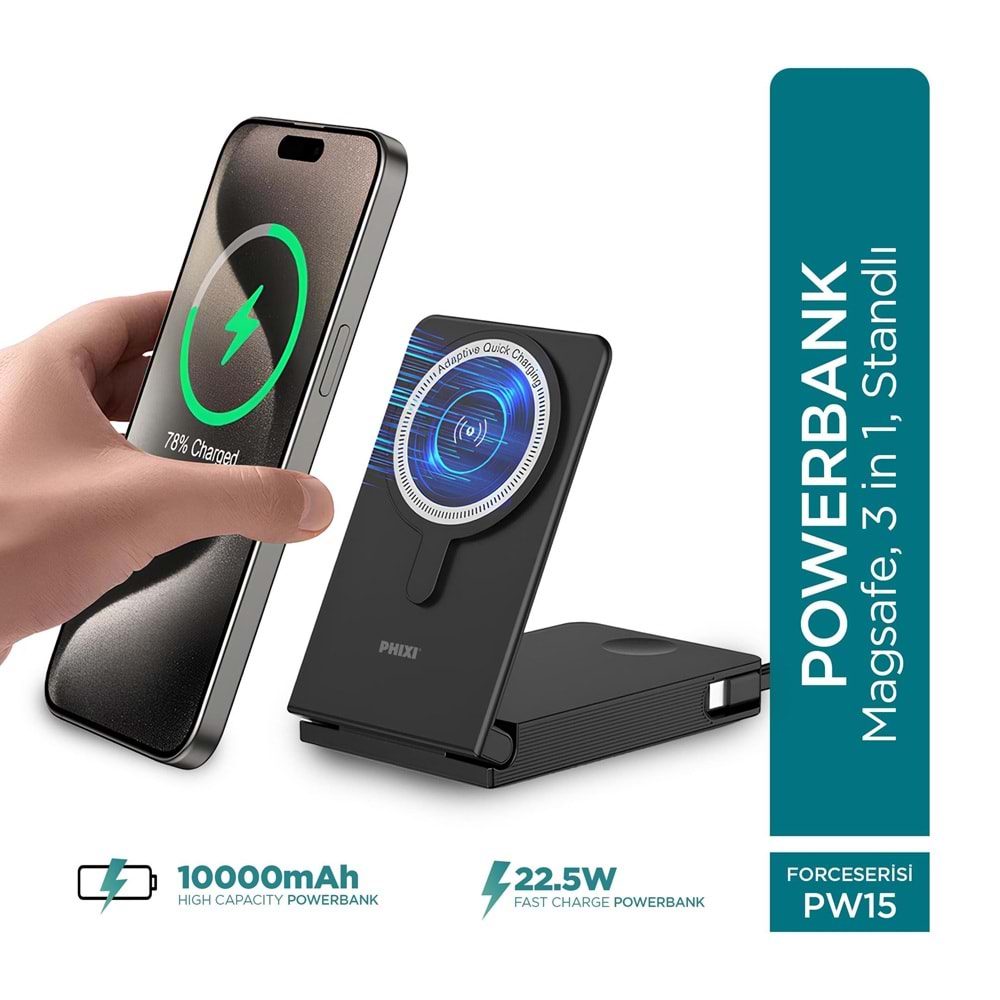 Phixi Ultimate PW15 10.000mAh 22.5W Kendinden Kablolu MagSafe