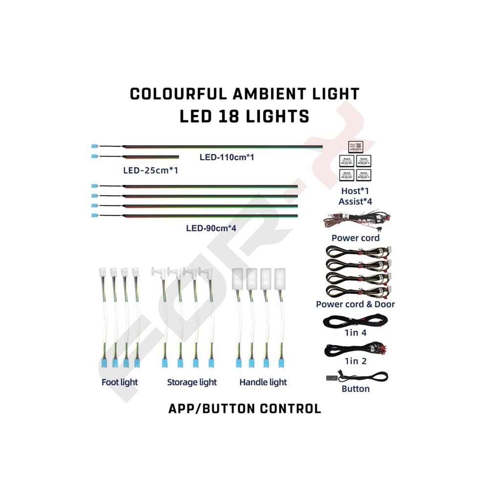 For-x X-LED64 RGB 64 Renk Oto Ambiyans Aydınlatma