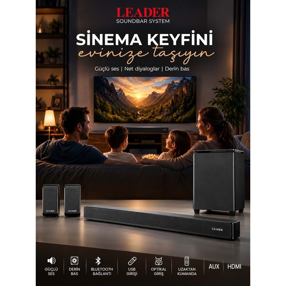 Leader SB41 5+1 Soundbar Ev Sinema Ses Sistemi