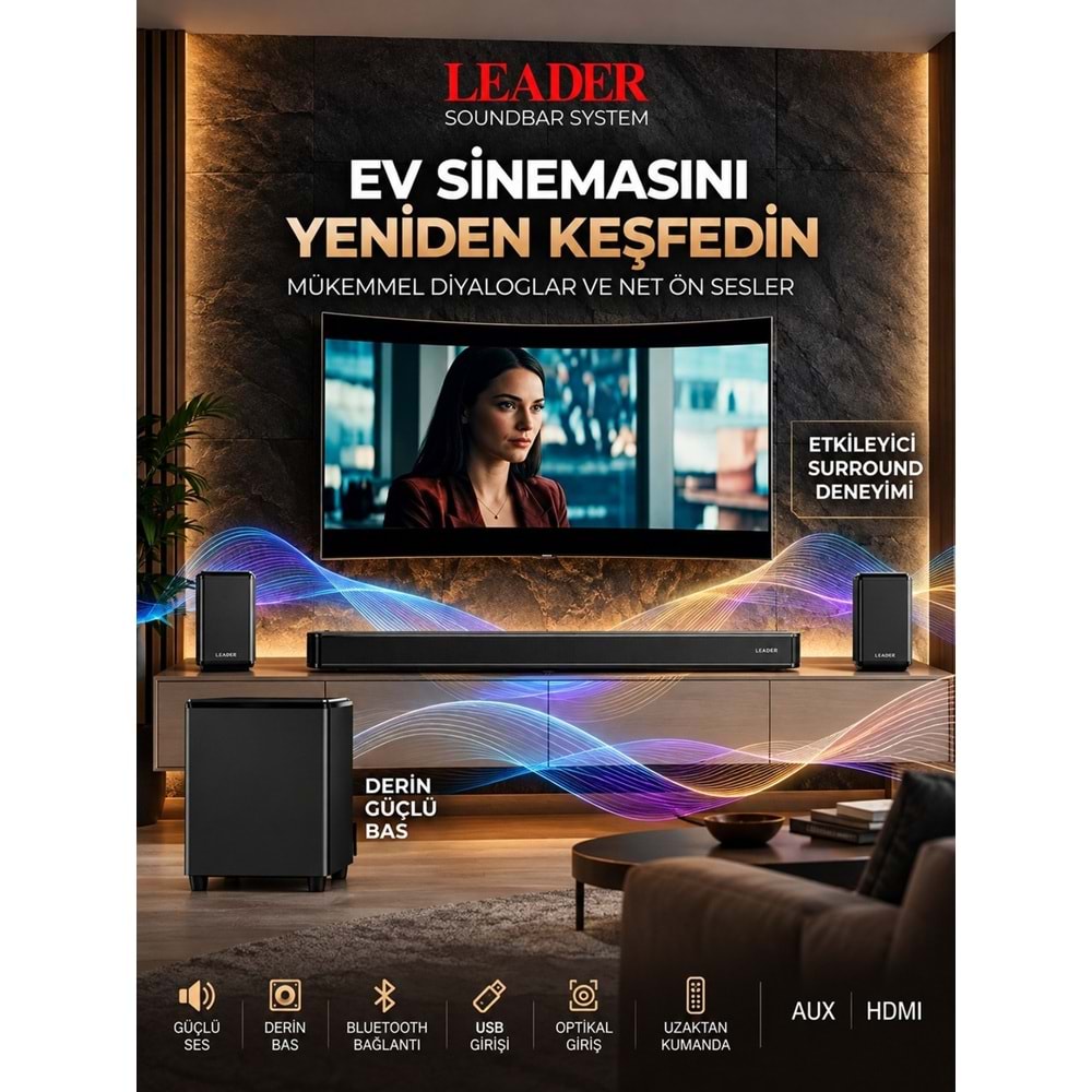 Leader SB41 5+1 Soundbar Ev Sinema Ses Sistemi