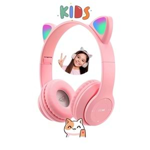Spıface P47M Bluetooth Ledli Kedi Kulaklık - Pembe