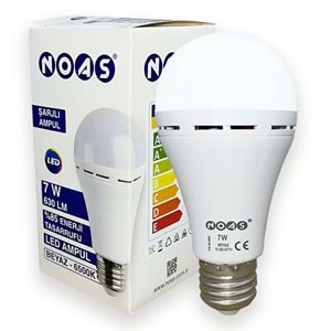 Noas YL95-0711 7 Watt Beyaz Şarjlı Ampul Led Beyaz E27 Duy
