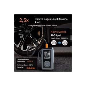 POLYGOLD PG-PW9080 5 İN 1 ŞARJLI AKÜ TAKVİYESİ, FENER, POWERBANK, ARAÇ KOMPRESÖR
